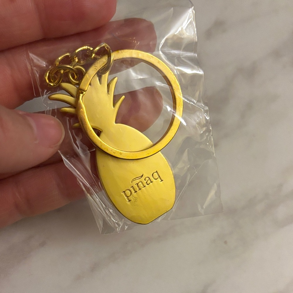 Gold Pineapple Bird Keychain by